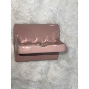 Pink Art Deco Retro  Tile In Soap Dish. 1950's Bathroom Decor Wall